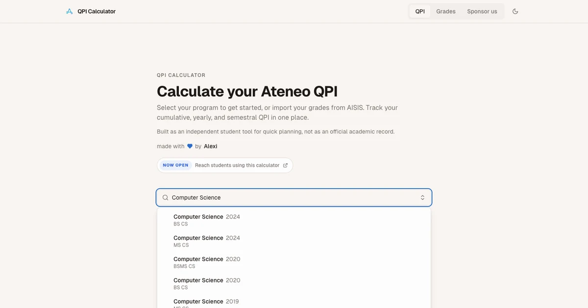 Ateneo QPI Calculator